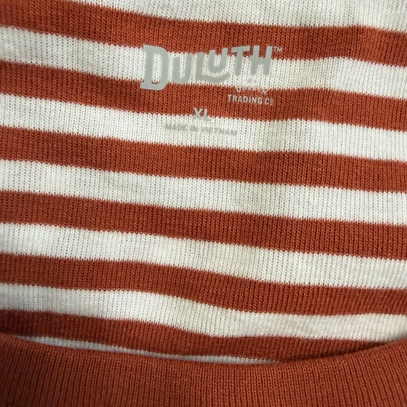 Duluth Trading Co Brown and White Mushroom 🍄 Striped Tee - Picture 4 of 4